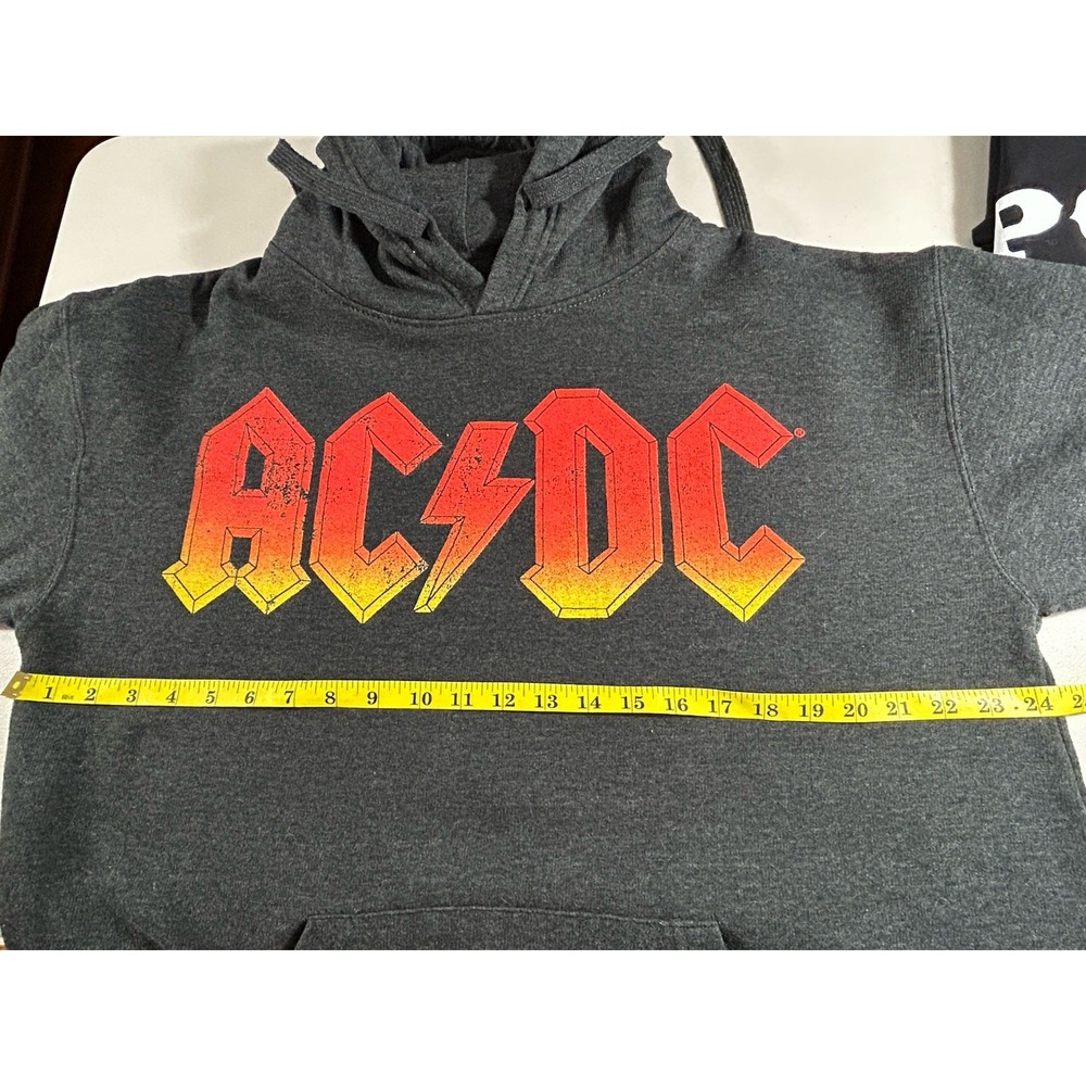 AC DC Hooded Pullover Sweatshirt Hoodie XL Grey Big Logo - Picture 9 of 12